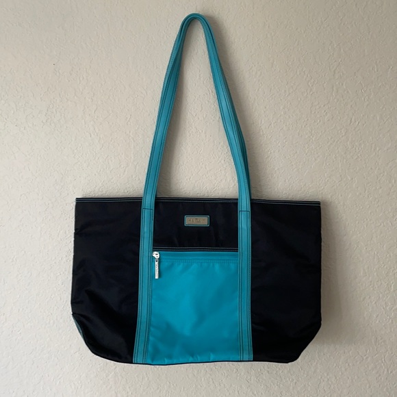 Hadaki Handbags - HADAKI blue and black handled tote bag